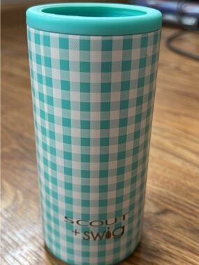 Scout x Swig Aqua Gingham Can Tumbler